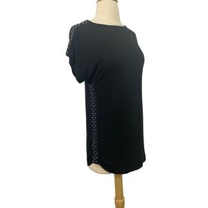 Anne Fontaine Black Knit Top Silver Studs Short Sleeve Long Size 38 / US 4-6